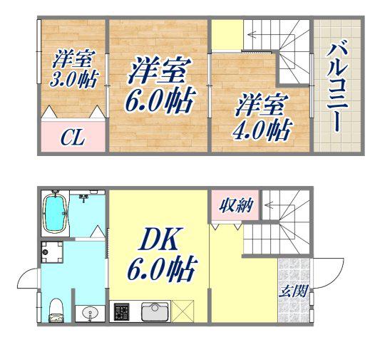 テラスMITO(2SDK/1階)の間取り写真