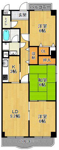 ドムール樋ノ池(3LDK/2階)の間取り写真