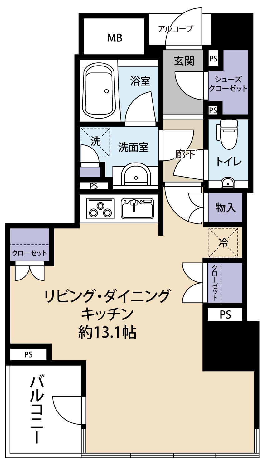 クレッセント三鷹ザタワー(ワンルーム/18階)の間取り写真