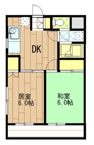 高倉ハイツ(2DK/4階)の間取り写真