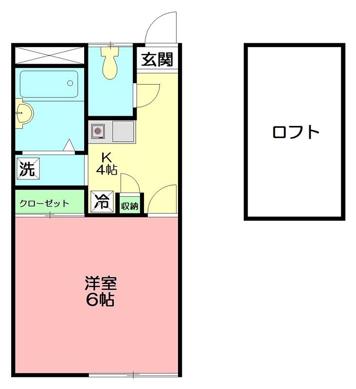 ボヌール大船(1K/2階)の間取り写真