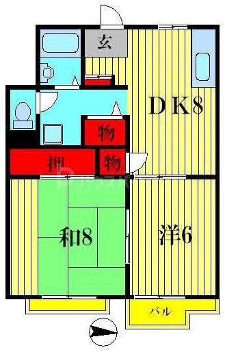 ドエル立石(2DK/3階)の間取り写真