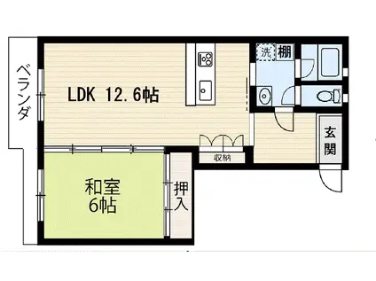 サンハイツ大楠11(1LDK/5階)の間取り写真