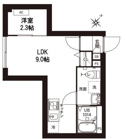 レピュア曙橋駅前レジデンス(1LDK/4階)の間取り写真