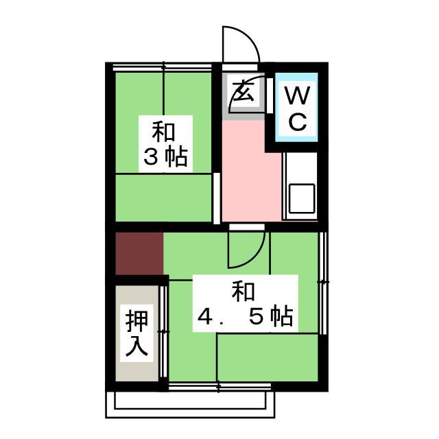 石川荘(2K/1階)の間取り写真