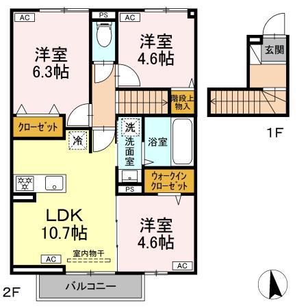 ユーフォリア・K(3LDK/2階)の間取り写真
