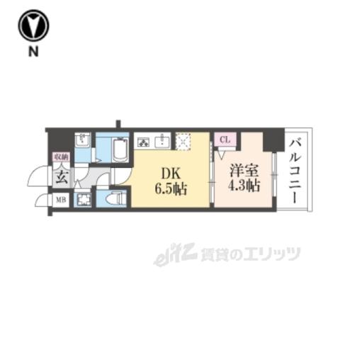 CRESTTAPP京都太秦天神川DEX1(1DK/5階)の間取り写真