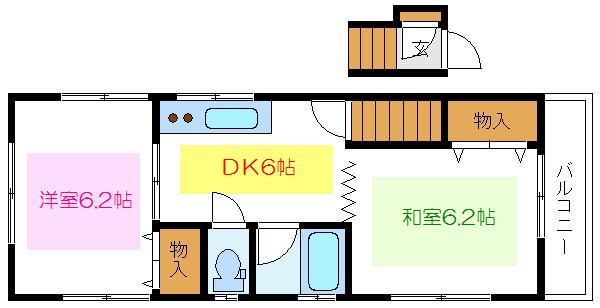 サンライズ平井(2DK/2階)の間取り写真