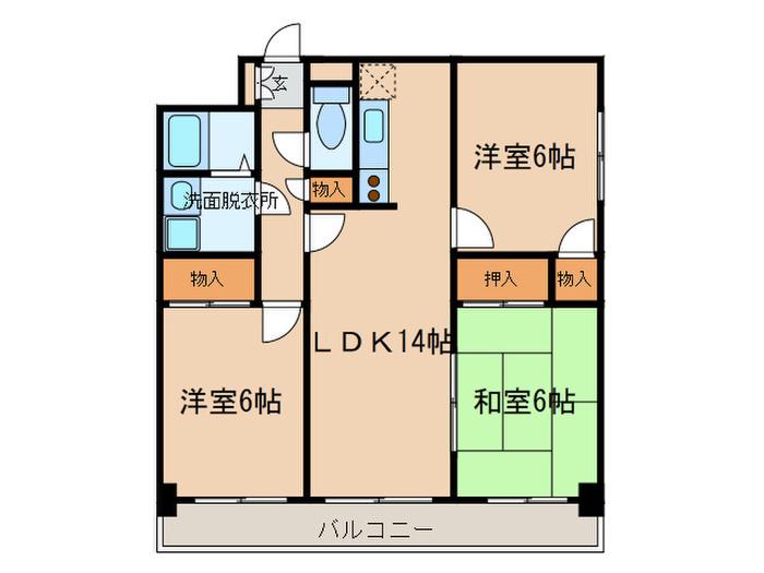 カーサ本山(3LDK/4階)の間取り写真