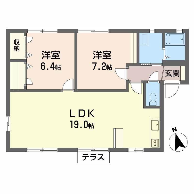 ラフィネ・香嵐B棟(3LDK/1階)の間取り写真