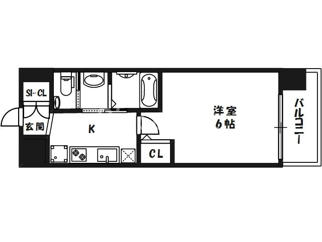 エステムコート梅田・茶屋町Ⅲネクスタ(1K/8階)の間取り写真