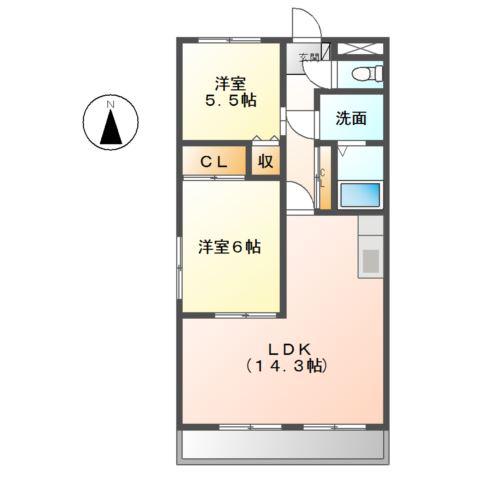 ミレニアム小春(2LDK/1階)の間取り写真