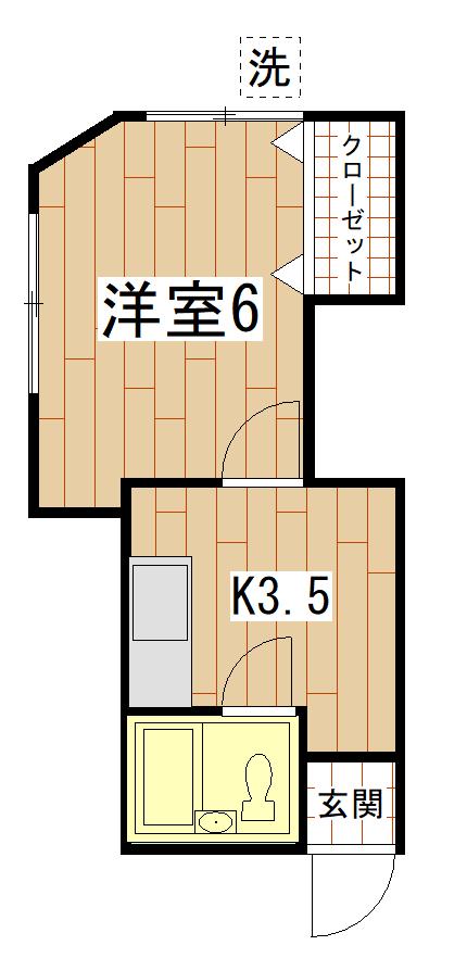 宮田ハイツ(1K/1階)の間取り写真