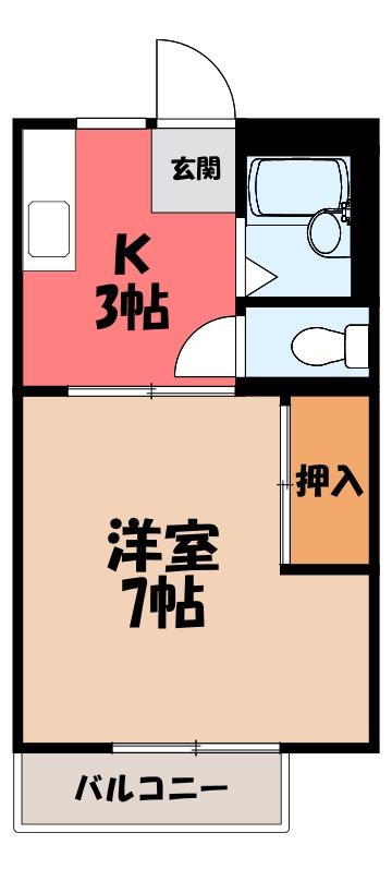 トキワコーポ(1K/2階)の間取り写真