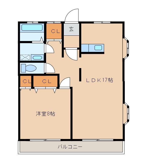 ヴェイル牛久A棟(1LDK/1階)の間取り写真