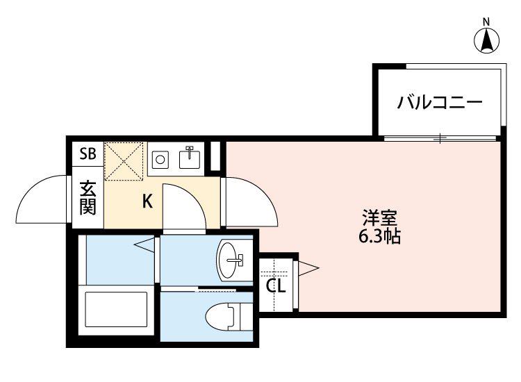 フォルトゥナート(1K/3階)の間取り写真