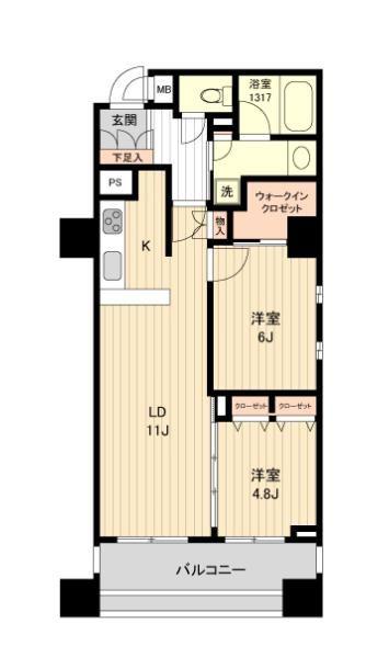 HF銀座レジデンスイースト(2LDK/5階)の間取り写真