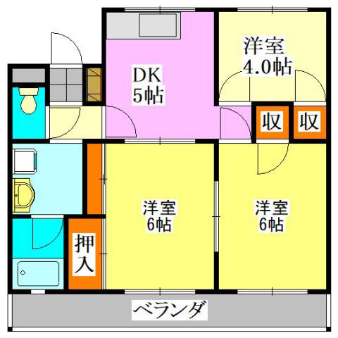 アネックス津田沼A棟(3DK/3階)の間取り写真