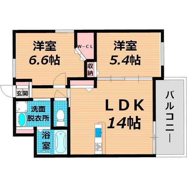 エトワール清水(2LDK/2階)の間取り写真