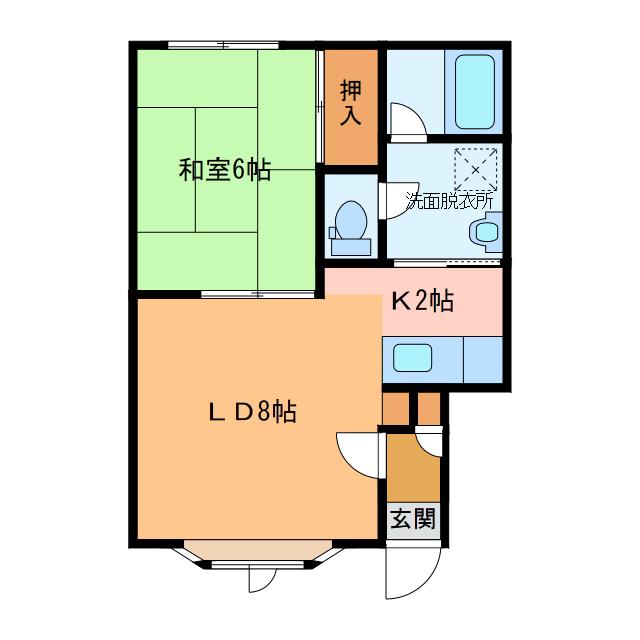 イーストハウス(1LDK/2階)の間取り写真