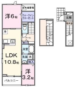 ＪＲ東北本線 福島駅(福島) 徒歩25分 3階建 築1年(2LDK/3階)の間取り写真
