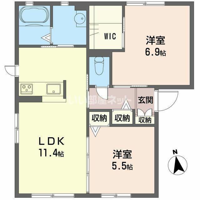ル・ボナール(2LDK/1階)の間取り写真