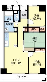グランベール桃山台(3LDK/5階)の間取り写真