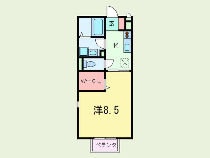 グランドパイン(1K/2階)の間取り写真