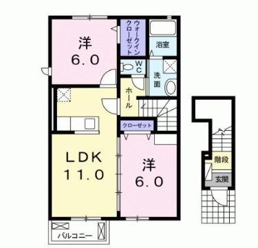 サニ-・ブリーズ北泉B(2LDK/2階)の間取り写真