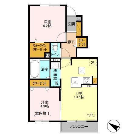 フジクレールA(2LDK/1階)の間取り写真