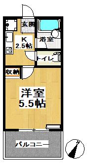 レジリエンス松ケ丘(1K/2階)の間取り写真