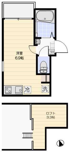 ラウレア練馬(ワンルーム/3階)の間取り写真