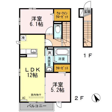 イルフトゥーロ(2LDK/2階)の間取り写真