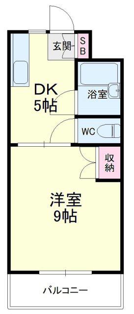 サンバードI(1DK/2階)の間取り写真
