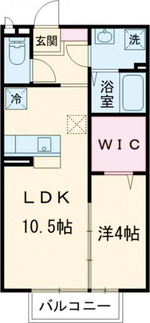 ビューテラス(1LDK/1階)の間取り写真