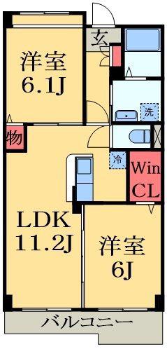 シャン・ド・フルールⅡ(2LDK/2階)の間取り写真