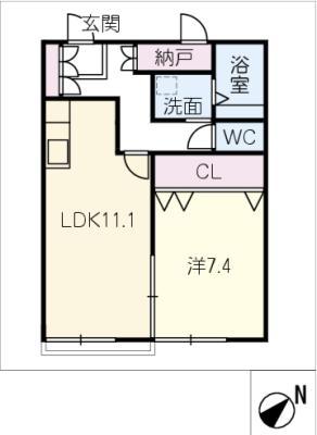 セブンスアゼリア(1LDK/1階)の間取り写真