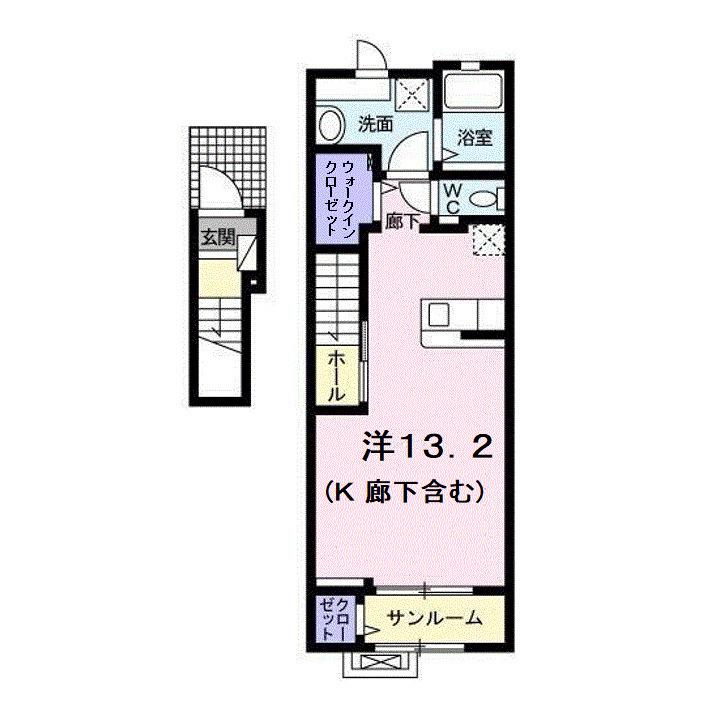 ベルシティ(ワンルーム/2階)の間取り写真