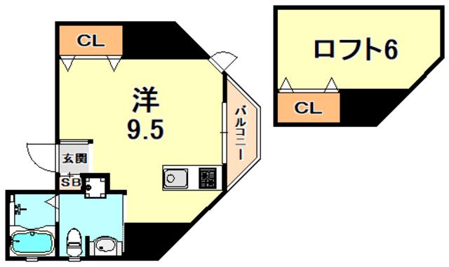 シティフラット六甲道(ワンルーム/10階)の間取り写真