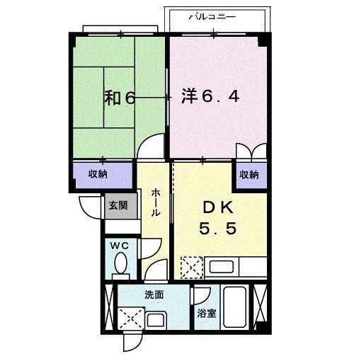 エレンシア(2DK/2階)の間取り写真
