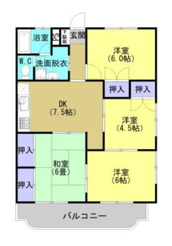 サンハイム飯田(4DK/3階)の間取り写真