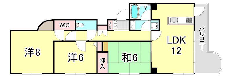 プラザ森北(3LDK/1階)の間取り写真