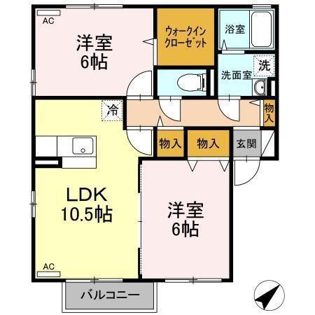 ウィル リジェール(2LDK/2階)の間取り写真