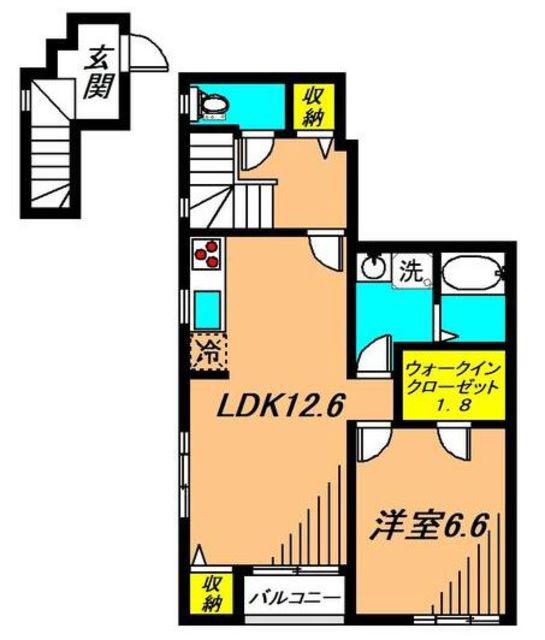 コート ブラン(1LDK/2階)の間取り写真