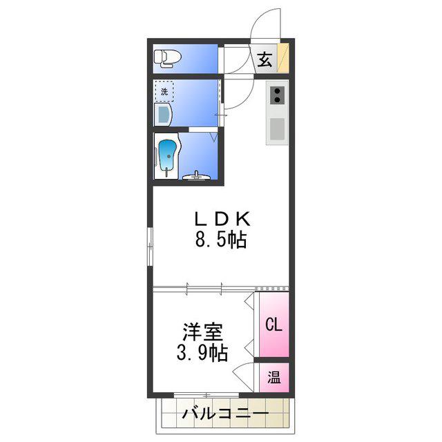 F ASECIA CROWN(1LDK/2階)の間取り写真