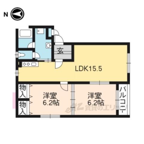 ジュリアララ(2LDK/1階)の間取り写真