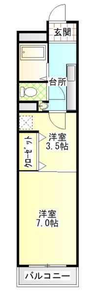 第9木村ハイツ(1DK/1階)の間取り写真