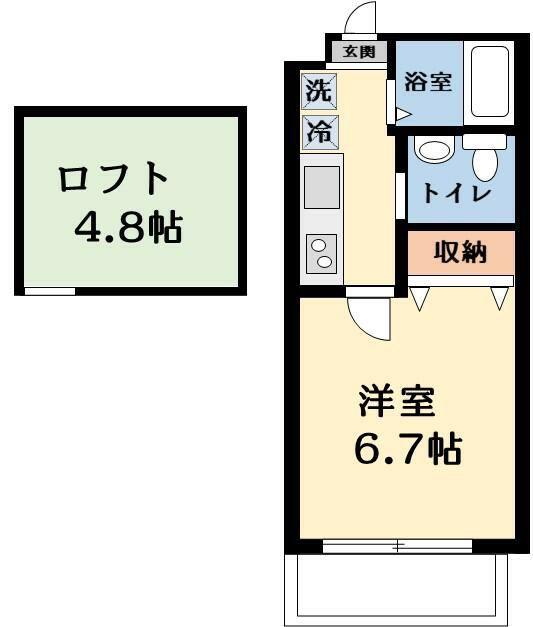 グリーンテラス相模大野(1K/3階)の間取り写真