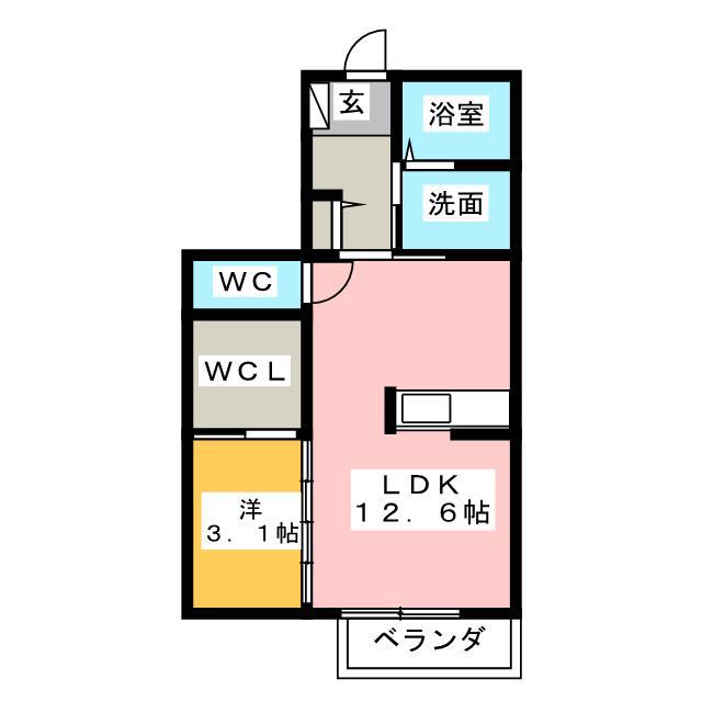 シャーメゾン富良野 B棟(1LDK/1階)の間取り写真