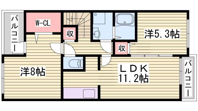 アバンツァート東浜(2LDK/2階)の間取り写真